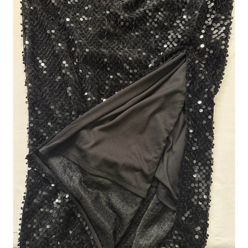 Topshop Black Sequin One Shoulder Dress US 14 NWT Cocktail Party Mini - Picture 11 of 12